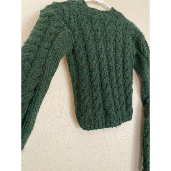 Kids Handmade Green Cable Knit Sweater - Matching Sibling Sweaters - Picture 4 of 9